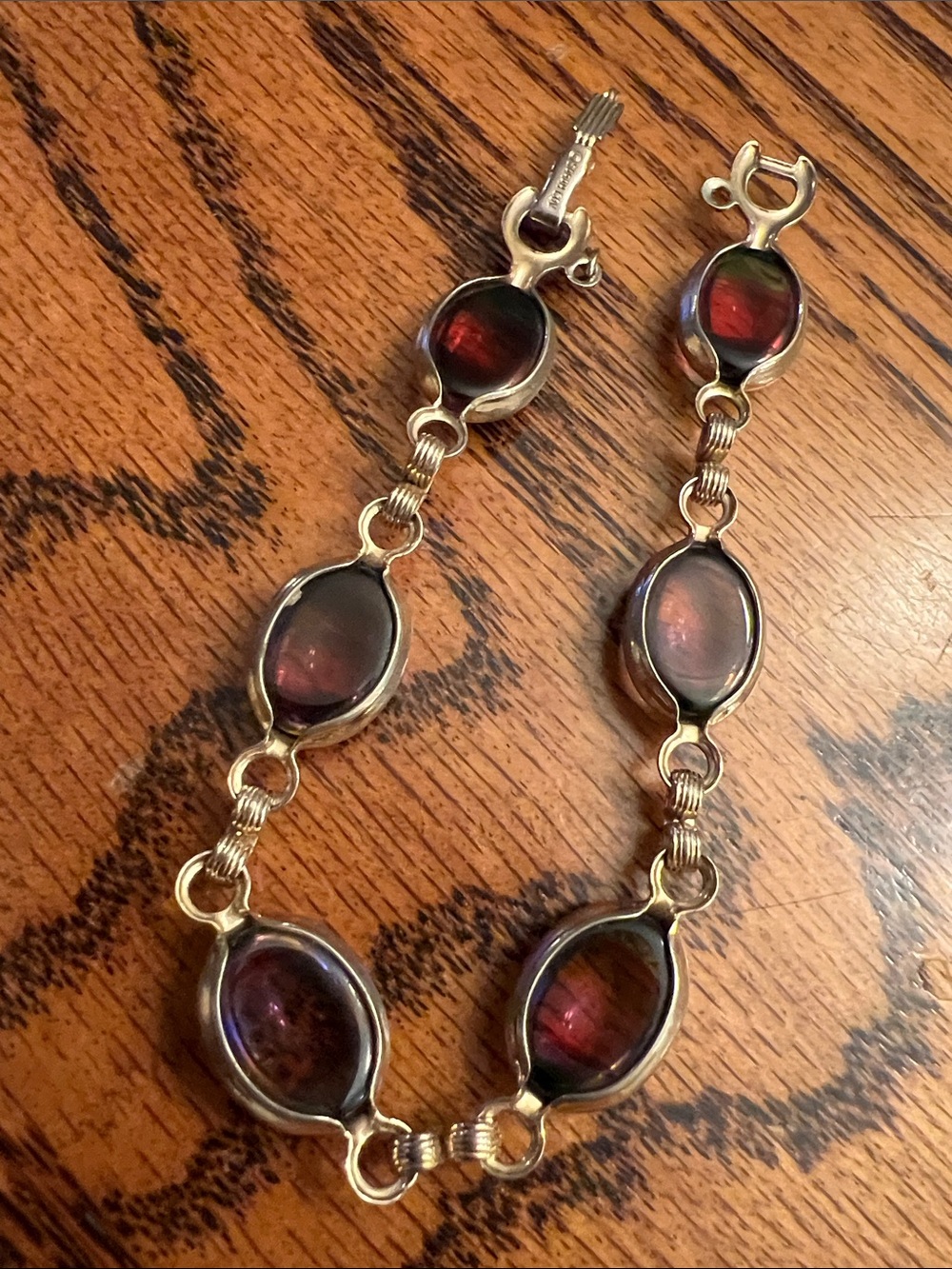 Sarah Coventry Sterling Harmony Bracelet Oval Glass Stones Vintage Jewelry - Picture 6 of 7